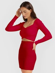 C'est Belle Knit Mini Skirt - Red