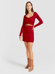 C'est Belle Knit Mini Skirt - Red - Red