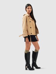 Cool Nights Cropped Trench Coat - Khaki