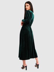 Current Mood Velvet Wrap Dress - Dark Green