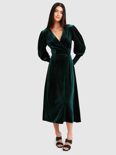 Belle & Bloom Current Mood Velvet Wrap Dress - Dark Green product