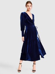 Current Mood Velvet Wrap Dress - Royal Blue - Royal Blue