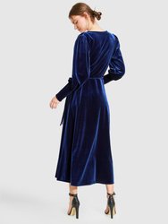 Current Mood Velvet Wrap Dress - Royal Blue