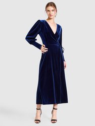 Current Mood Velvet Wrap Dress - Royal Blue