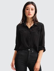 Eclipse Rolled Sleeve Blouse - Black