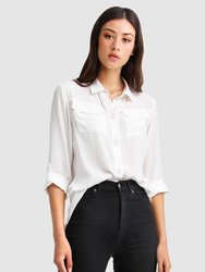 Eclipse Rolled Sleeve Blouse - Cream - Cream