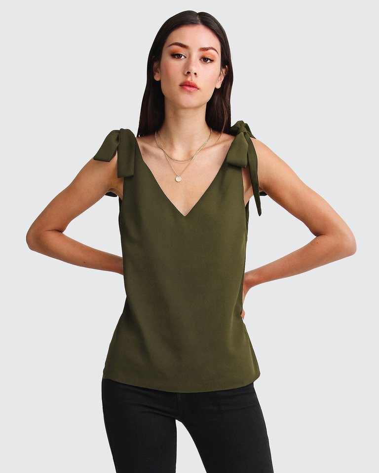Feel For You V-Neck Top - Military - Military