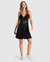 Feel It Still Lace Trim Mini Dress - Black - Black