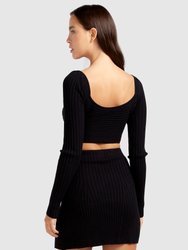 Forget Me Not Knit Crop - Black