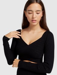 Forget Me Not Knit Crop - Black