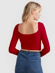 Forget Me Not Knit Crop - Red
