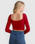Forget Me Not Knit Crop - Red