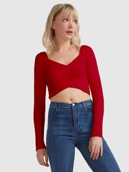 Forget Me Not Knit Crop - Red - Red