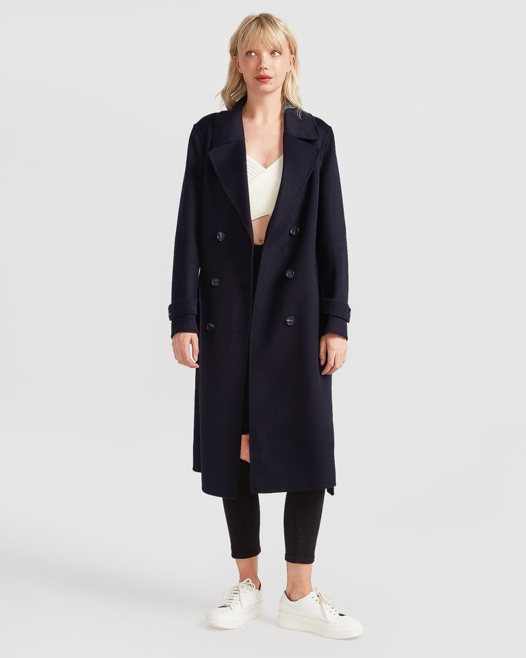 Front Runner Belted Coat - Navy - Midnight Blue