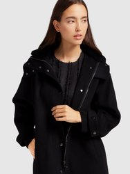 Heavy Hearted Detachable Hooded Coat - Black