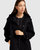 Heavy Hearted Detachable Hooded Coat - Black