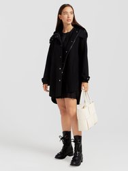 Heavy Hearted Detachable Hooded Coat - Black