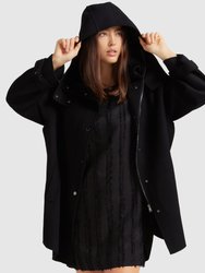 Heavy Hearted Detachable Hooded Coat - Black