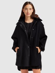 Heavy Hearted Detachable Hooded Coat - Black - Black