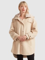Heavy Hearted Detachable Hooded Coat - Pale Oat