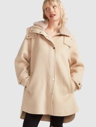 Heavy Hearted Detachable Hooded Coat - Pale Oat
