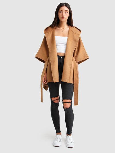 Belle & Bloom Jackson Landing Wool Blend Cape Coat - Dark Camel product