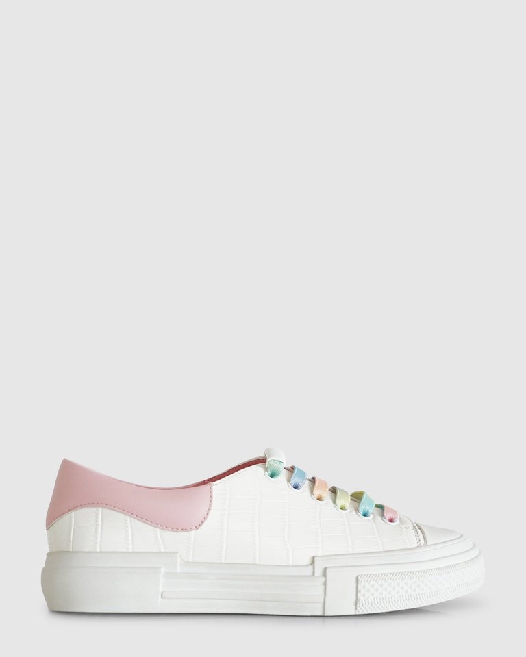 Just A Little Dream Croc Leather Sneaker - White