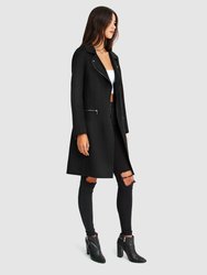 Last Chance Wool Blend Moto Coat - Black