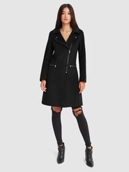 Last Chance Wool Blend Moto Coat - Black - Black