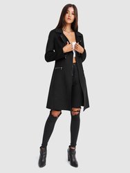 Last Chance Wool Blend Moto Coat - Black