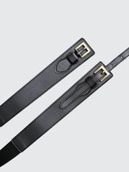 London Fog Leather Waist Belt - Black