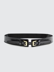 London Fog Leather Waist Belt - Black