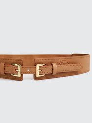 London Fog Leather Waist Belt - Brown