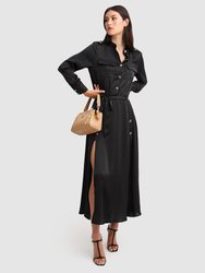 Lover To Lover Maxi Shirt Dress - Black