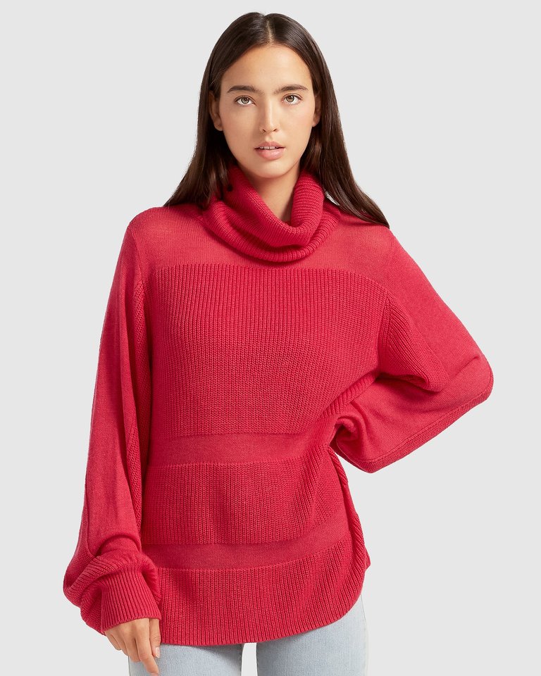 Nevermind Sheer Panelled Knit Sweater - Watermelon