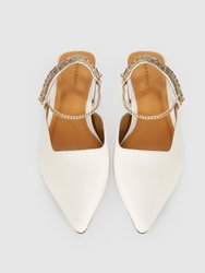 On The Go Leather Flat - Cream