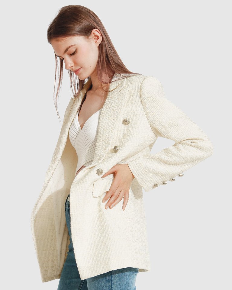 Princess Polina Tweed Blazer - Cream - Cream