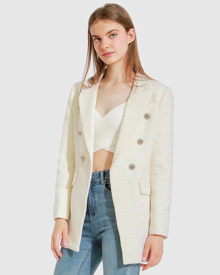 Princess Polina Tweed Blazer - Cream