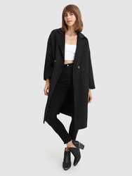 Publisher Double-Breasted Wool Blend Coat - Black - Black