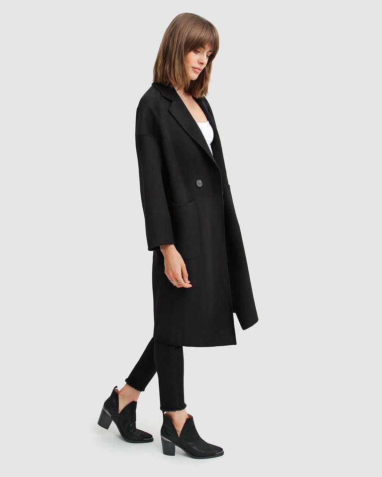 Publisher Double-Breasted Wool Blend Coat - Black