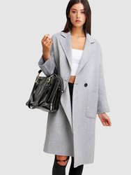 Publisher Double-Breasted Wool Blend Coat - Grey Marle