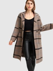 Publisher Double-Breasted Wool Blend Coat - Oat Plaid