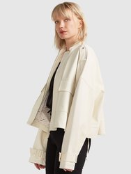 Reload Draped Leather Look Jacket - Cream