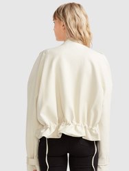 Reload Draped Leather Look Jacket - Cream