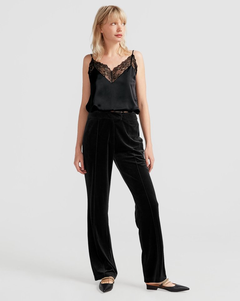 Reverie Velvet Pant - Black - Black