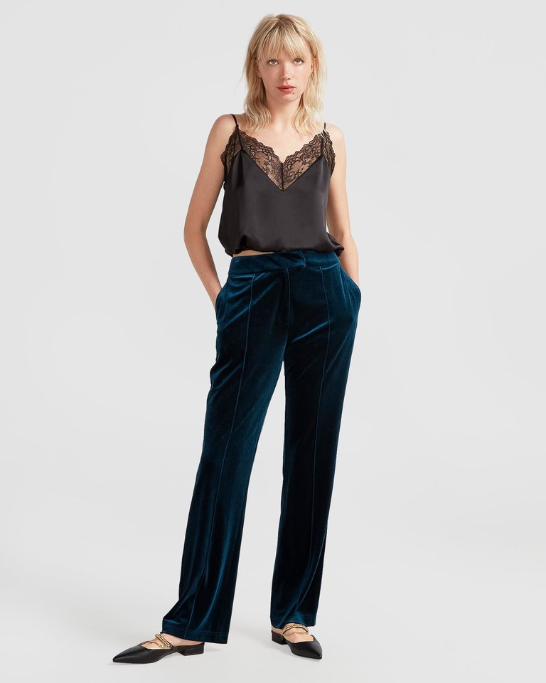 Reverie Velvet Pant - Dark Teal