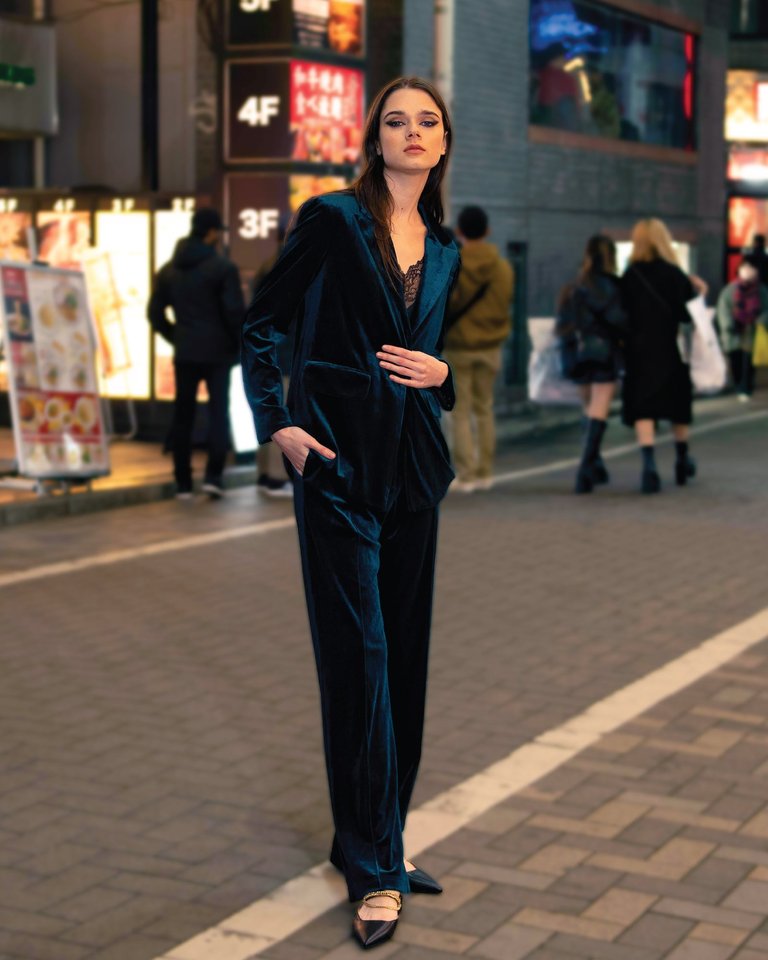 Reverie Velvet Pant - Dark Teal - Dark Teal