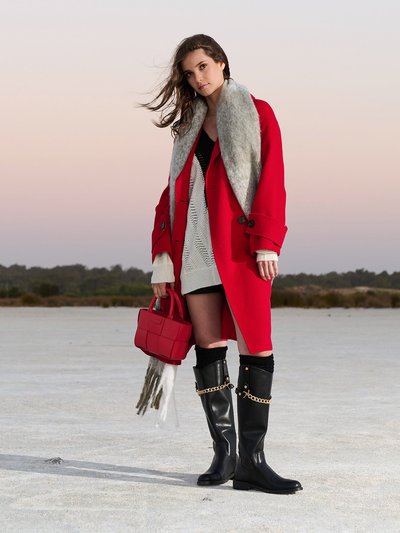 Belle & Bloom Rumour Has It Oversized Wool Blend Coat - Red product