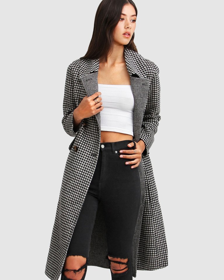 Save My Love Wool Coat - Black & White Check - Black/ White Check