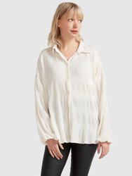 Serenade Velvet Plisse Shirt - Off White